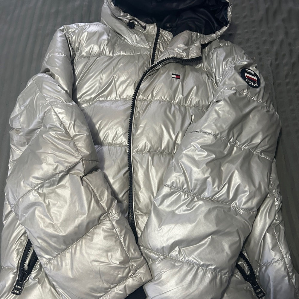 Tommy Hilfiger Metallic Silver Puffer Jacket